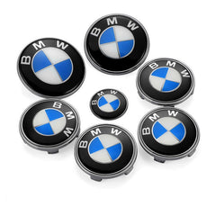 BMW Front Rear Wheel Center Caps Steering Wheel Emblem | 7Pcs