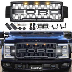 Raptor Grill For 2017-2019 Ford F250 F350 Super Duty Raptor Style Front Grille w/LED