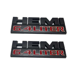 2Pcs HEMI 6.4 LITER Emblems For 15-18 DODGE RAM 2500 3500