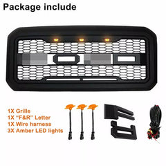 Raptor Grill For 2011-2016 Ford F250 F350 Super Duty Raptor Style Front Grille w/LED