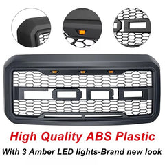 Raptor Grill For 2011-2016 Ford F250 F350 Super Duty Raptor Style Front Grille w/LED