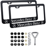 2pcs Mercedes-Benz License Plate Frames with Screw Caps