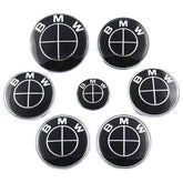 BMW Front Rear Wheel Center Caps Steering Wheel Emblem | 7Pcs
