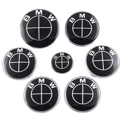 BMW Front Rear Wheel Center Caps Steering Wheel Emblem | 7Pcs