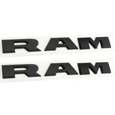 2Pcs Matte Black Front Door Side Letters Emblems Badges For RAM 1500 2019-2022