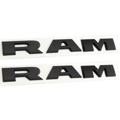 2Pcs Matte Black Front Door Side Letters Emblems Badges For RAM 1500 2019-2022