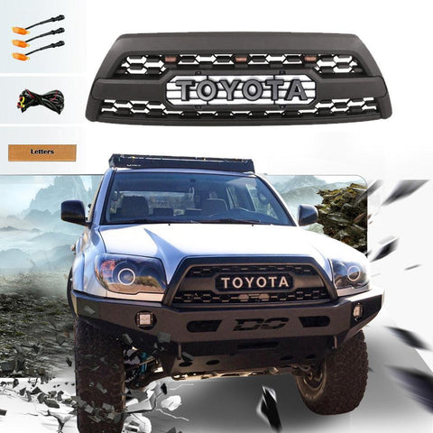 2006-2009 4th Gen Toyota 4Runner TRD PRO Black Raptor Style Grille With Letters&Amber