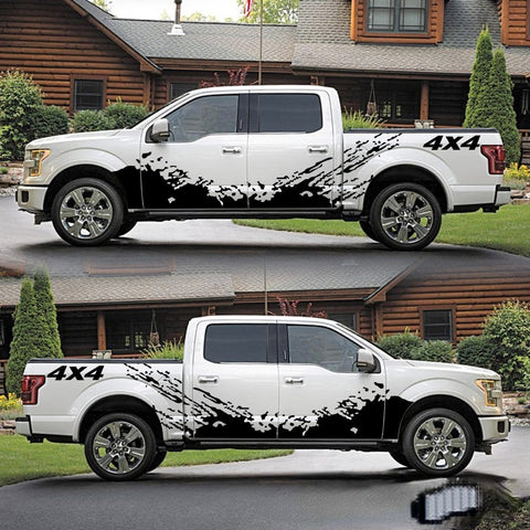 Car Stickers 4X4 Off Road(40*10cm)+Mountain Graphic Decal(190*50cm) Sticker | 4Pcs