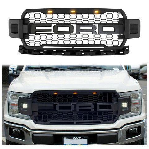 2018-2020 Ford F150 Black Raptor Grille With Letters&Amber