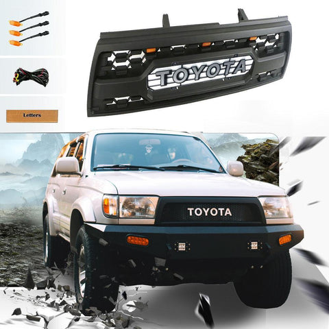 1996-2001 3rd Gen Toyota 4Runner TRD PRO Black Raptor Style Grille With Letters&Amber