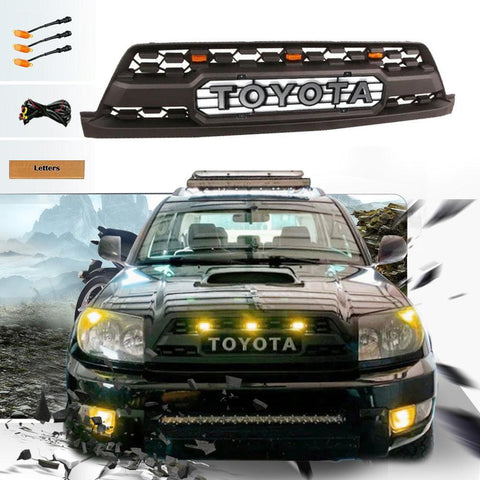 2002-2005 Toyota 4Runner TRD PRO Black Raptor Style Grille With Letters&Amber