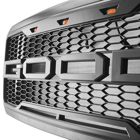 2011-2016 Ford F250 F350 Black Raptor Grille With Letters&Amber