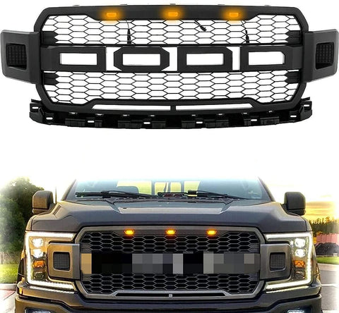 2018-2020 Ford F150 Black Raptor Grille With Letters&Amber