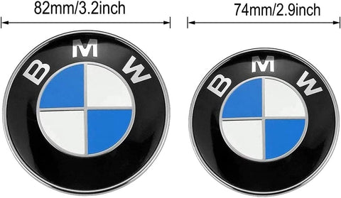 BMW 82mm Hood 74mm Trunk 46mm Steering Wheel Emblem | 3Pcs