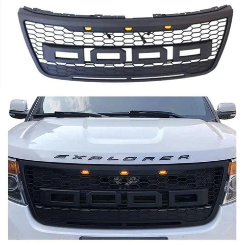 2011-2015 Ford Explorer Trac Black Raptor Grille With Letters&Amber
