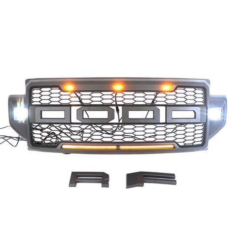 2021-2022 Ford F250 F350 Black Raptor Grille With Letters&Amber