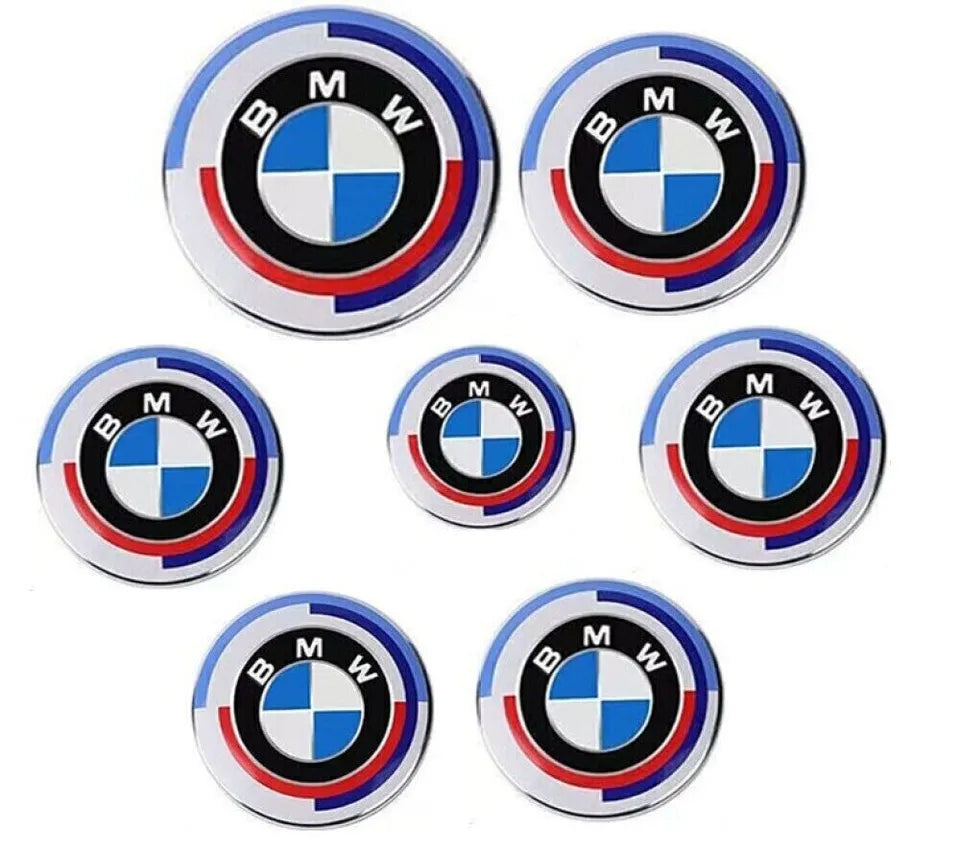 BMW Front Rear Wheel Center Caps Steering Wheel Emblem | 7Pcs
