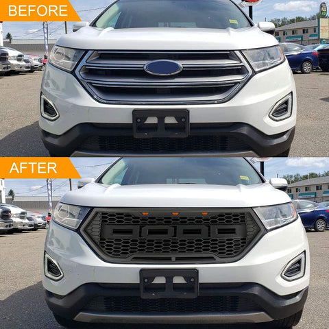 2016-2018 Ford Edge Black Front Grille With Letters&Amber