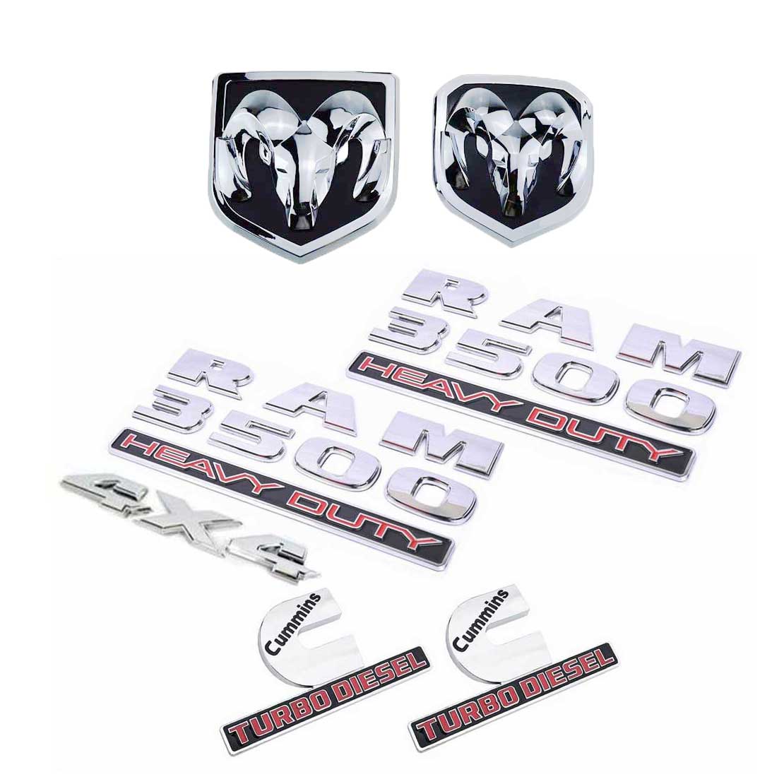 7pcs For RAM 3500 4X4 HEAVY DUTY Cummins Turbo Diesel Emblem Badge