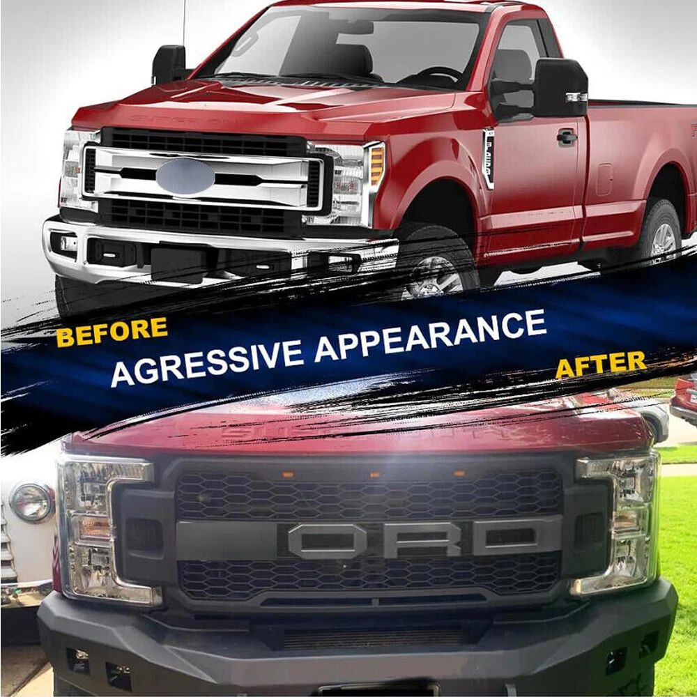 Raptor Grill For 2017-2019 Ford F250 F350 Super Duty Raptor Style Front Grille w/LED
