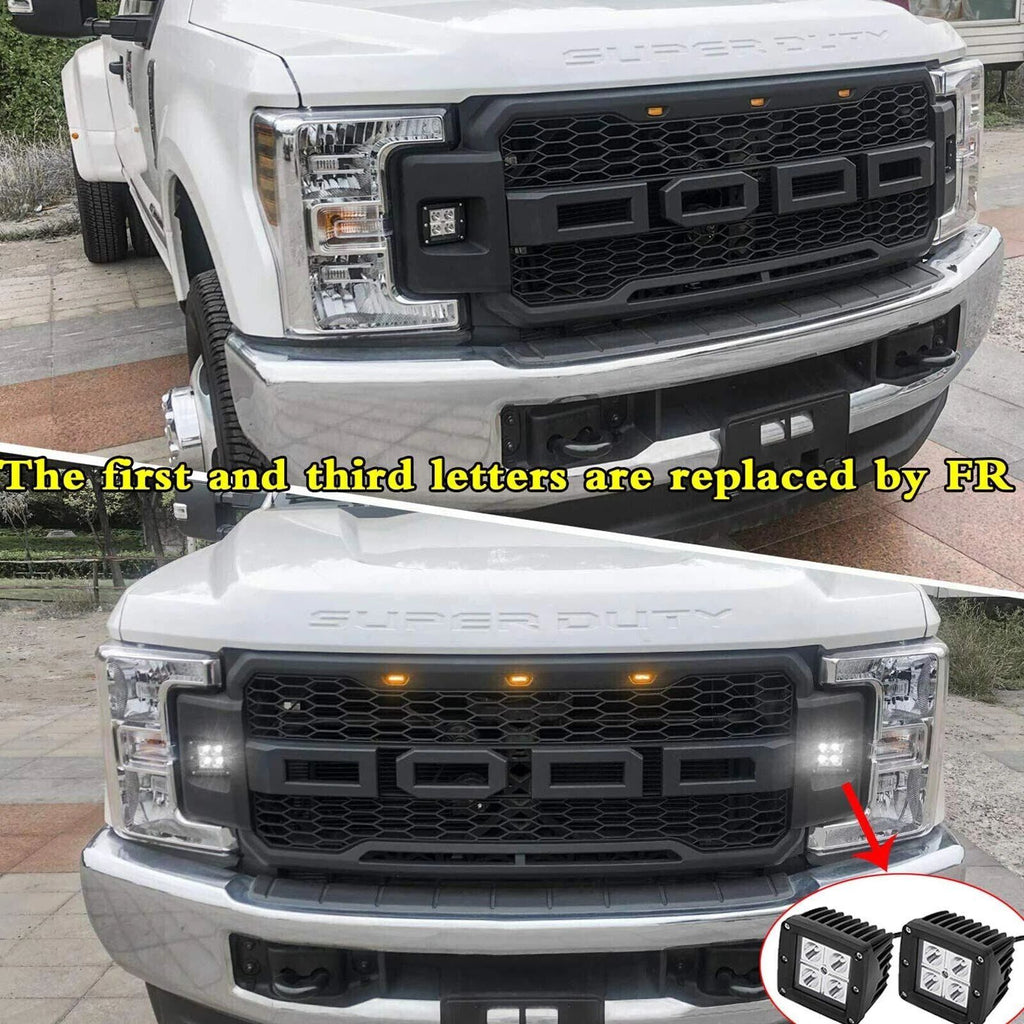 Raptor Grill For 2017-2019 Ford F250 F350 Super Duty Raptor Style Front Grille w/LED