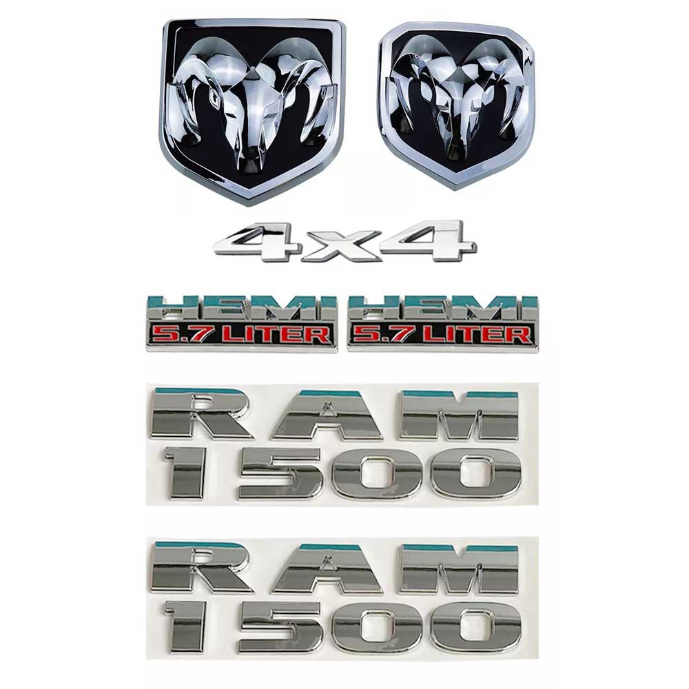 7Pcs For RAM 1500 4X4 Grille Tailgate 5.7 Liter HEMI Emblem Badge Black 2013-2018 Secondary image