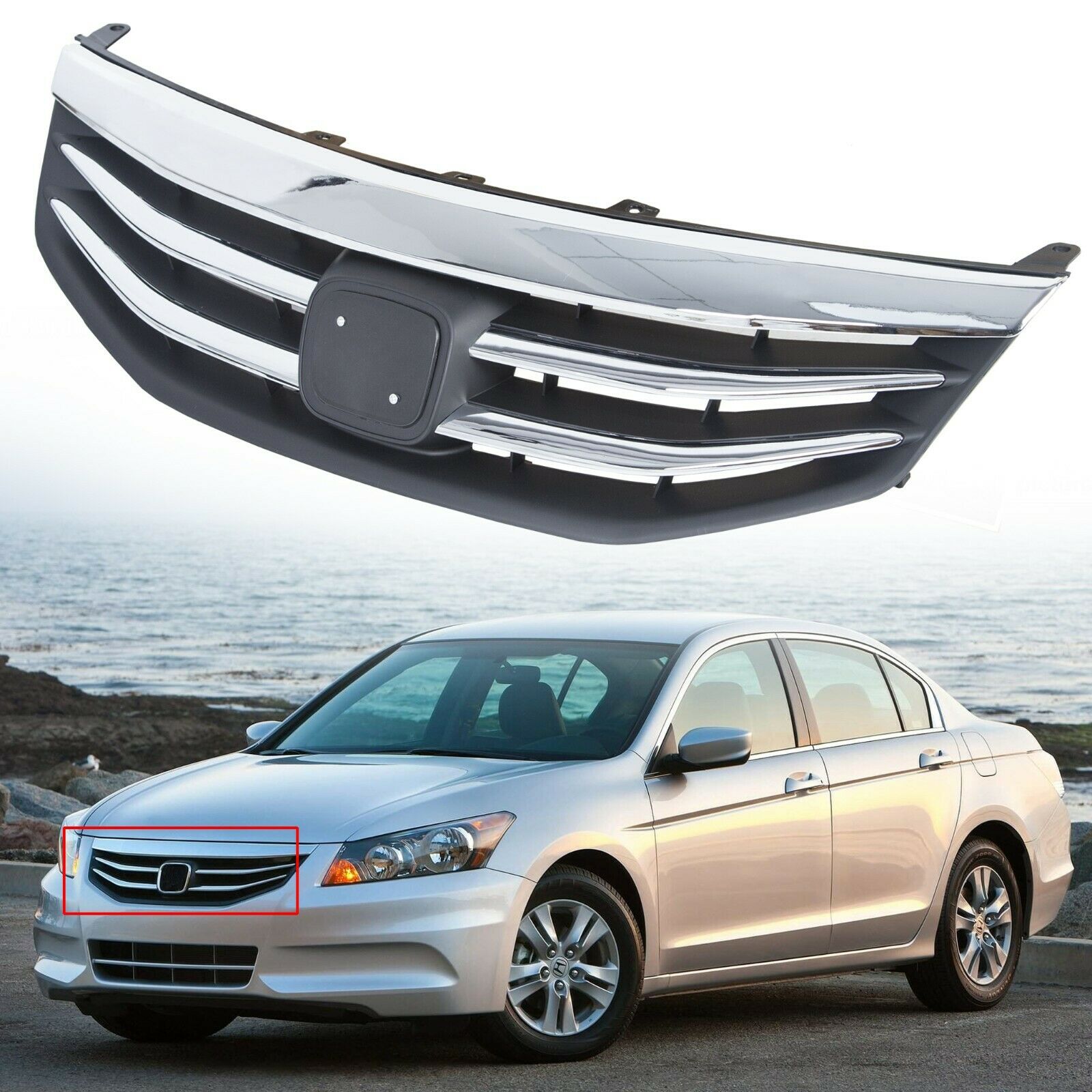 For 2011-2012 Honda Accord Radiator Bumper Grille Front Upper Chrome Grille Immagine principale del prodotto