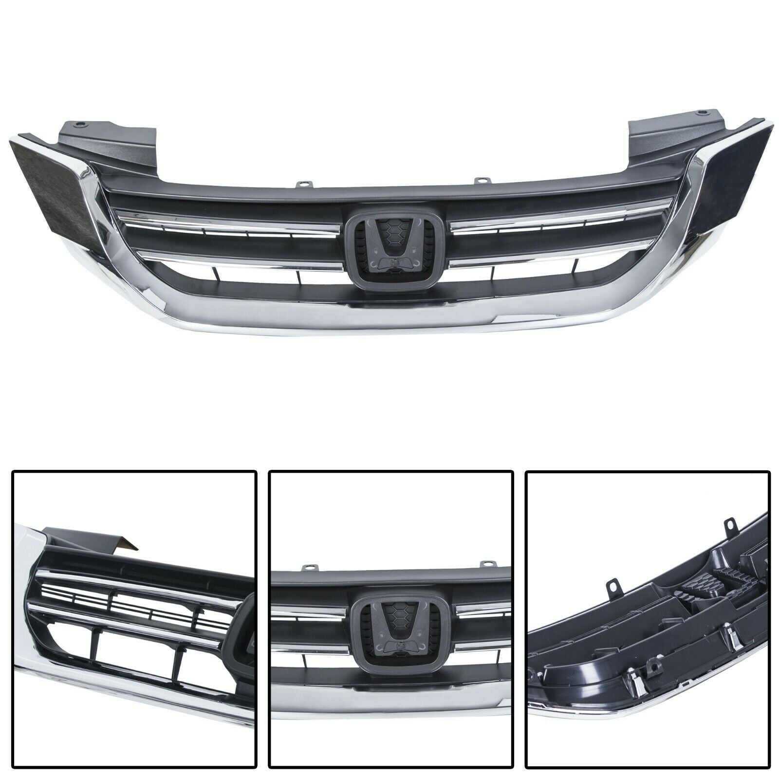 Front Bumper Radiator Upper Chrome Grill For Honda 2013-2015 Accord Sedan