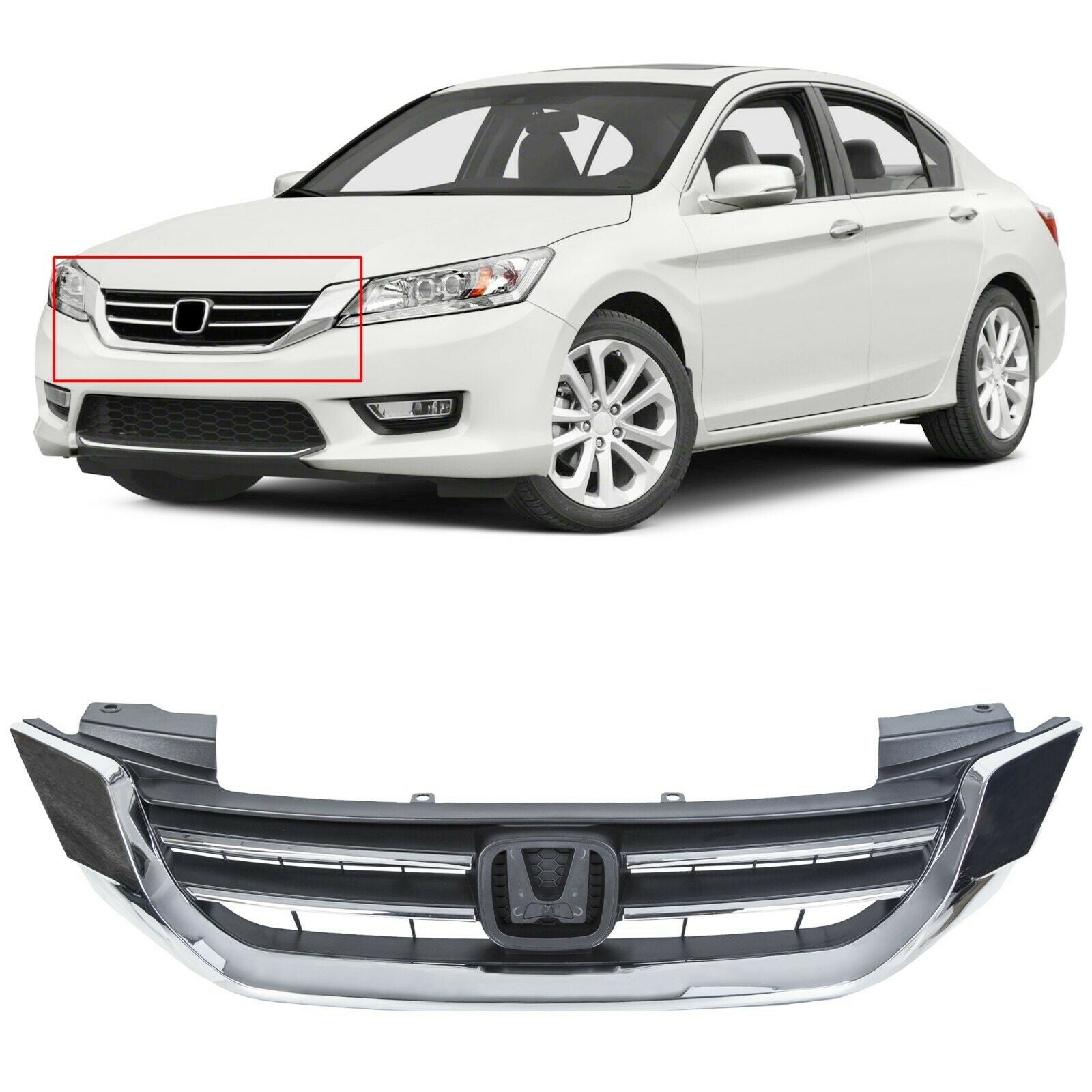 Front Bumper Radiator Upper Chrome Grill For Honda 2013-2015 Accord Sedan Immagine principale del prodotto