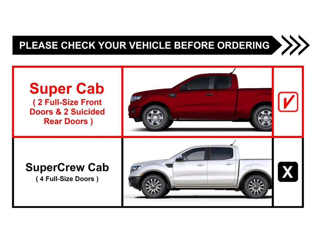 Running Boards For 2019-2023 Ford Ranger 2-Door Aluminum Side Step Bar