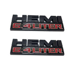 2Pcs HEMI 6.4 LITER Emblems For 15-18 DODGE RAM 2500 3500