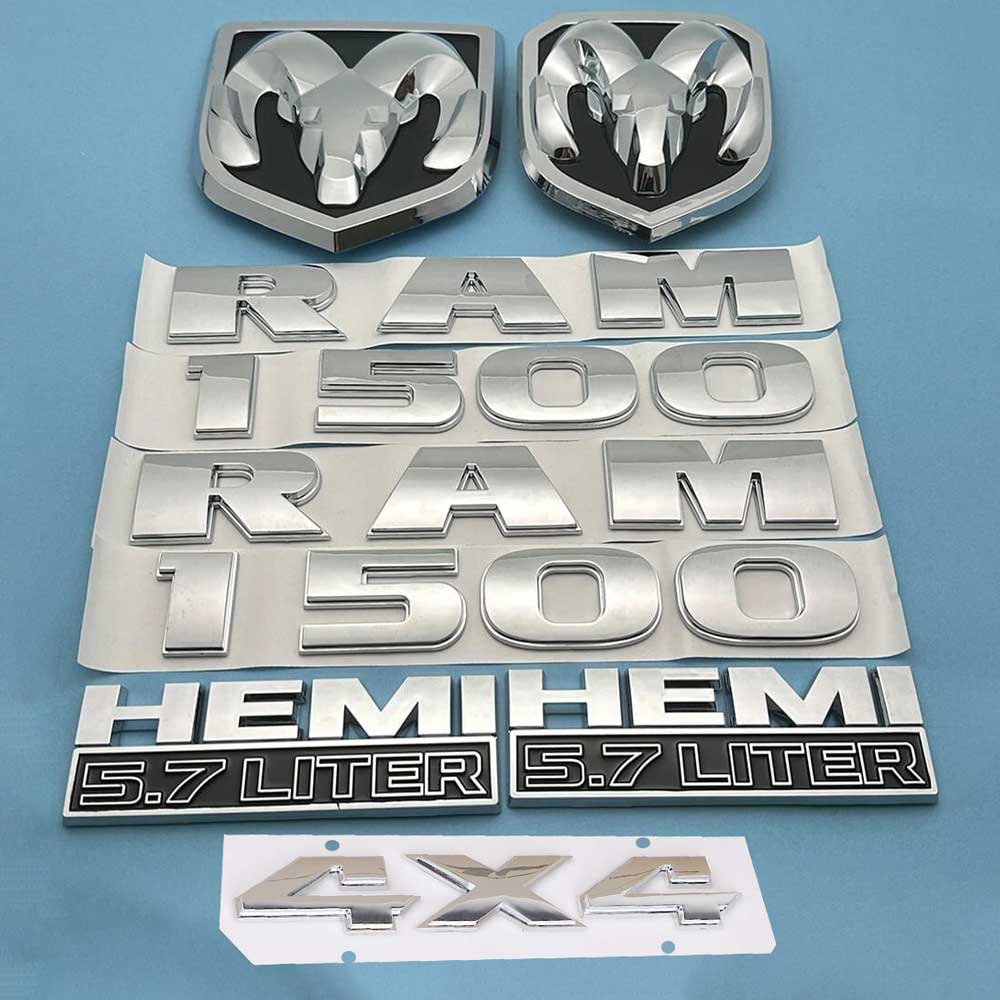 7Pcs For RAM 1500 4X4 Grille Tailgate 5.7 Liter HEMI Emblem Badge Black 2013-2018