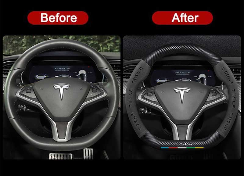 D Type Steering Wheel Cover For Tesla 3 Y Series