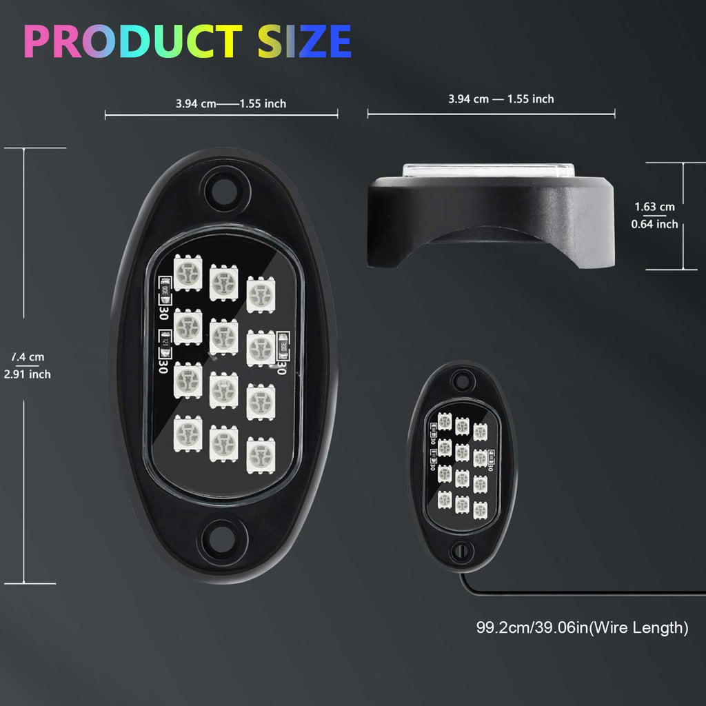 Rock Lights RGB APP Super Bright Neon Underglow Light