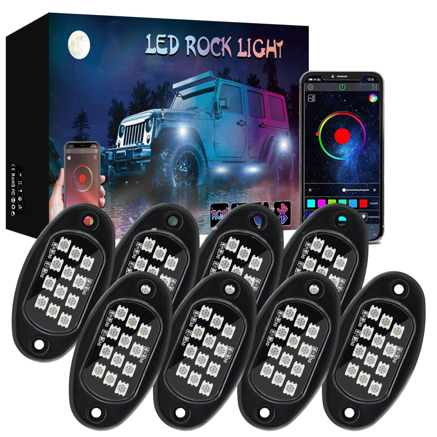Rock Lights RGB APP Super Bright Neon Underglow Light