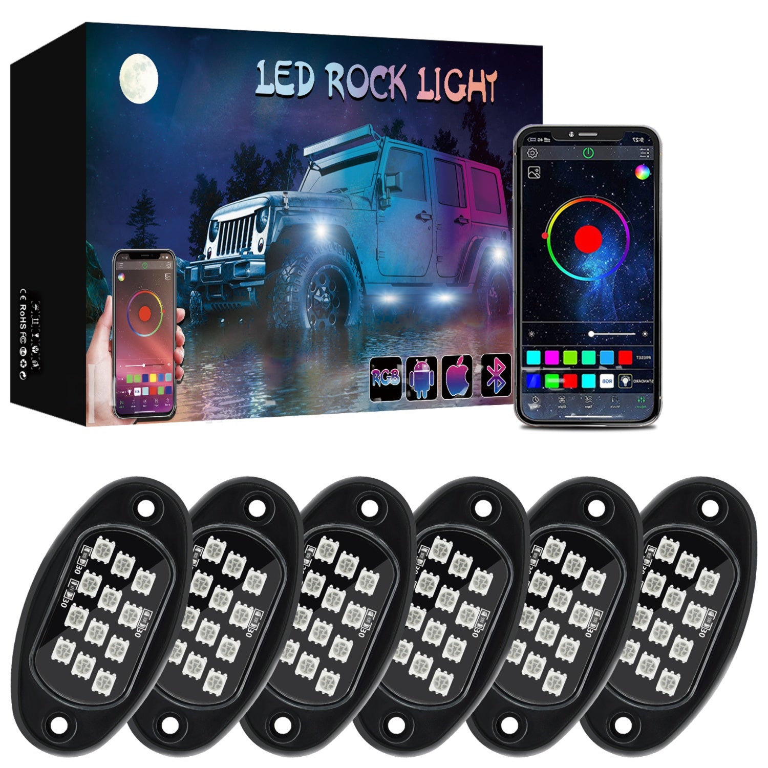 Rock Lights RGB APP Super Bright Neon Underglow Light