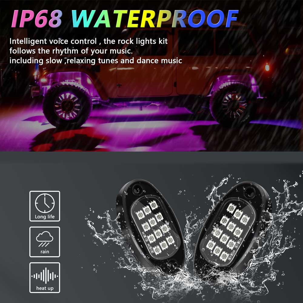 Rock Lights RGB APP Super Bright Neon Underglow Light