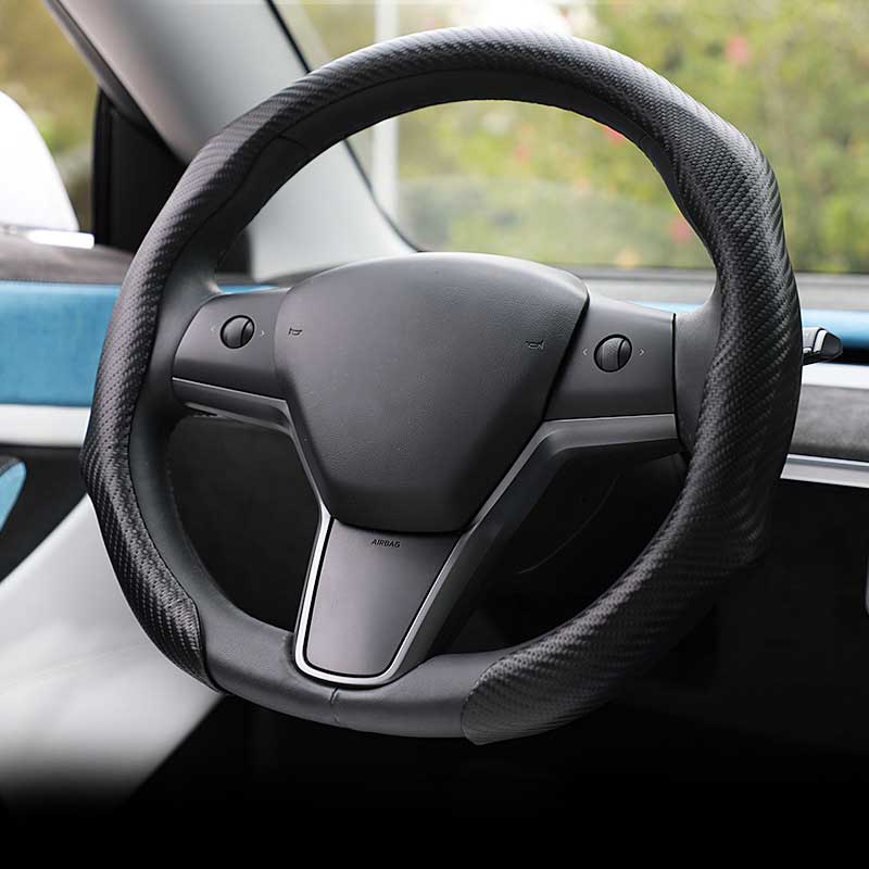 Carbon Fiber Steering Wheel Cover for All 14.5 to 15 inches Car Sedan Coupe SUV Pickup Main image