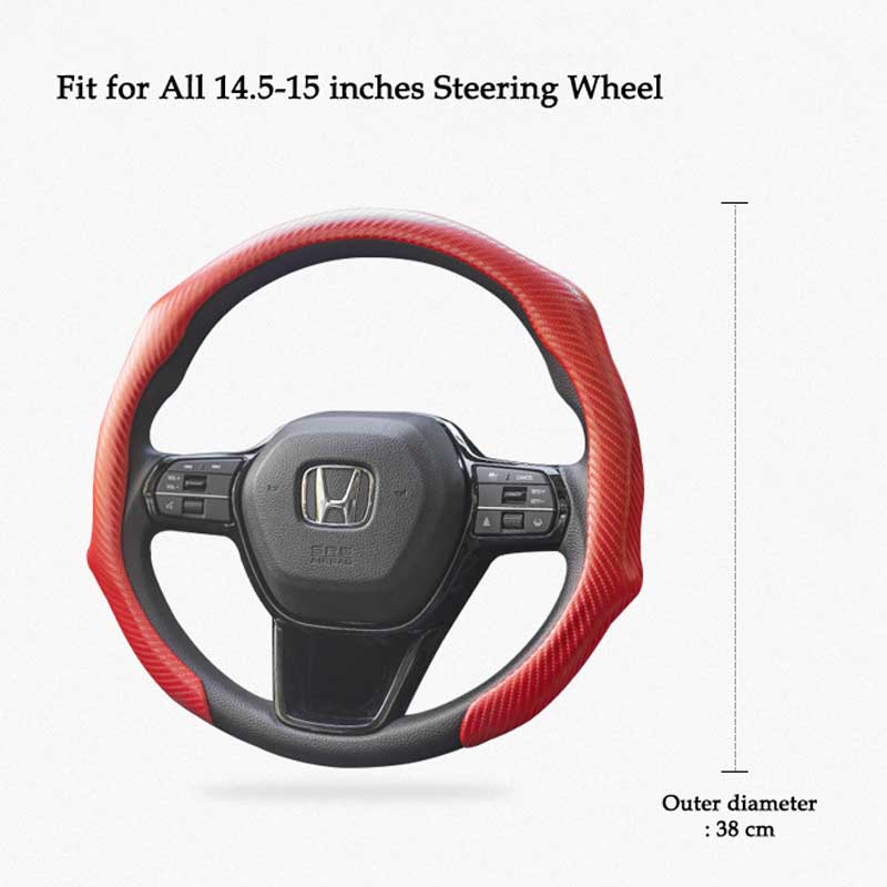 Carbon Fiber Steering Wheel Cover for All 14.5 to 15 inches Car Sedan Coupe SUV Pickup