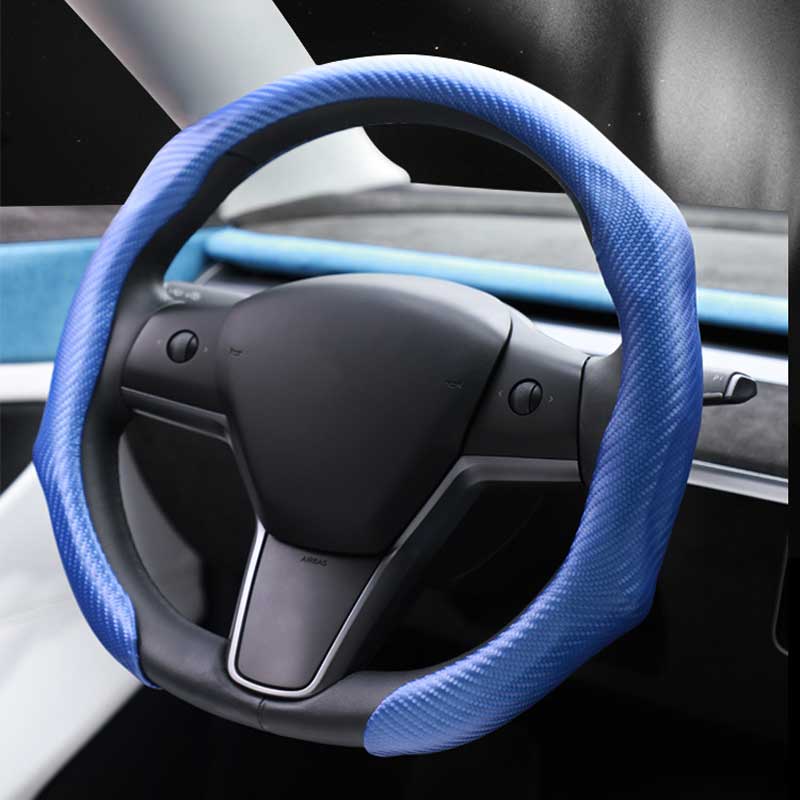 Carbon Fiber Steering Wheel Cover for All 14.5 to 15 inches Car Sedan Coupe SUV Pickup