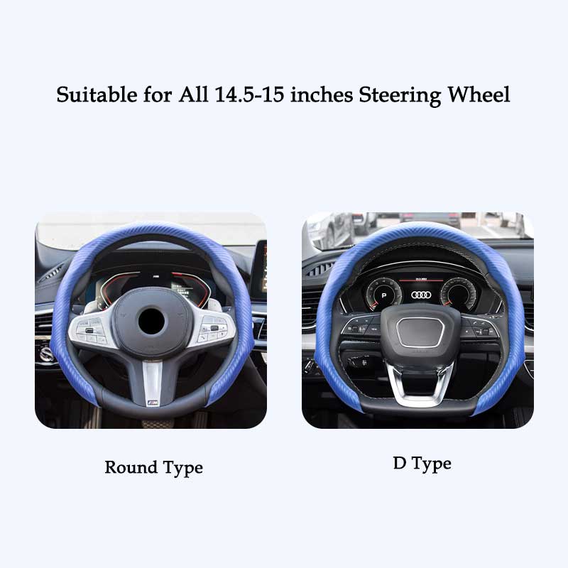 Carbon Fiber Steering Wheel Cover for All 14.5 to 15 inches Car Sedan Coupe SUV Pickup
