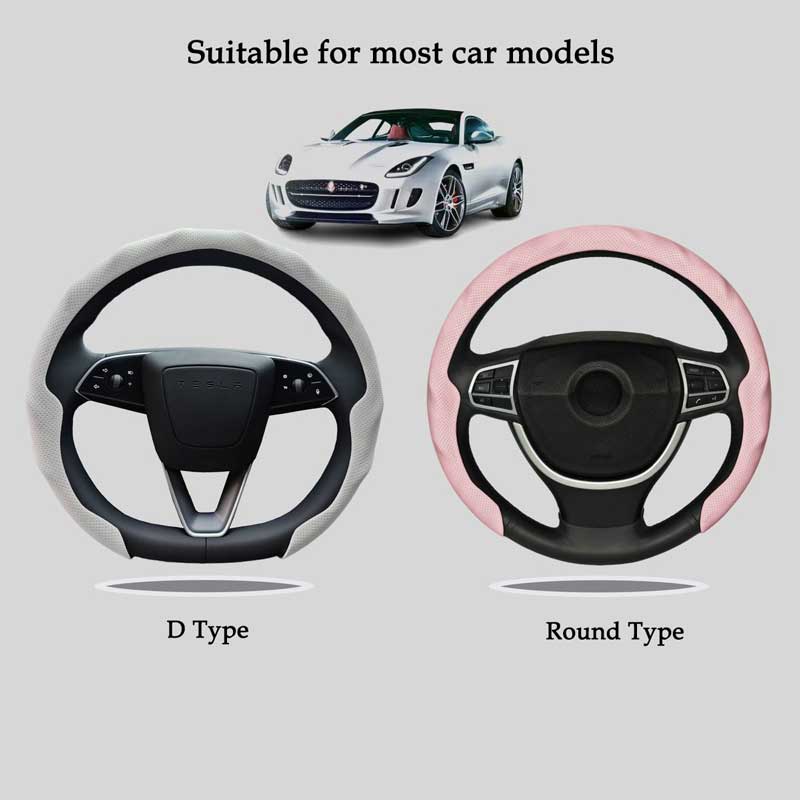 Perforated Nappa Leather Steering Wheel Cover for All 14.5 to 15 inches Car Sedan Coupe SUV Pickup