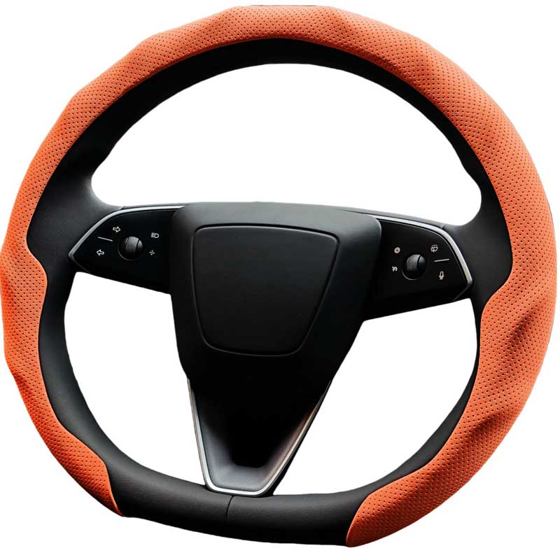 Perforated Nappa Leather Steering Wheel Cover for All 14.5 to 15 inches Car Sedan Coupe SUV Pickup