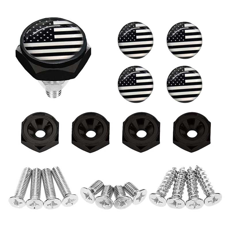 4pcs American Flag License Plate Screws Universal Car