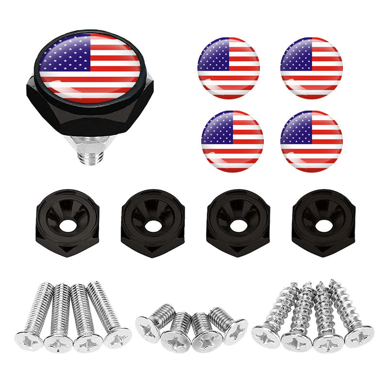 4pcs American Flag License Plate Screws Universal Car