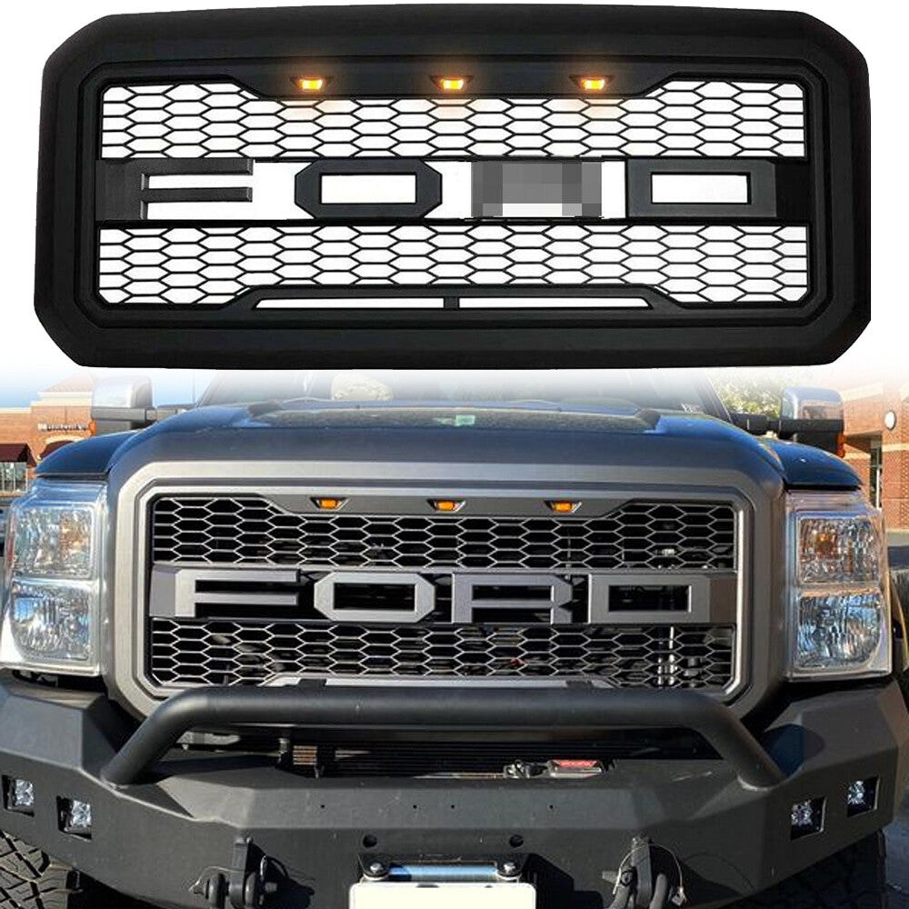 Raptor Grill For 2011-2016 Ford F250 F350 Super Duty Raptor Style Front Grille w/LED