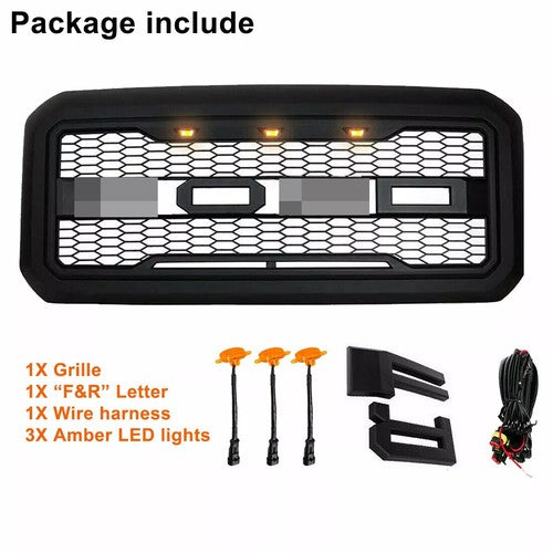 Raptor Grill For 2011-2016 Ford F250 F350 Super Duty Raptor Style Front Grille w/LED