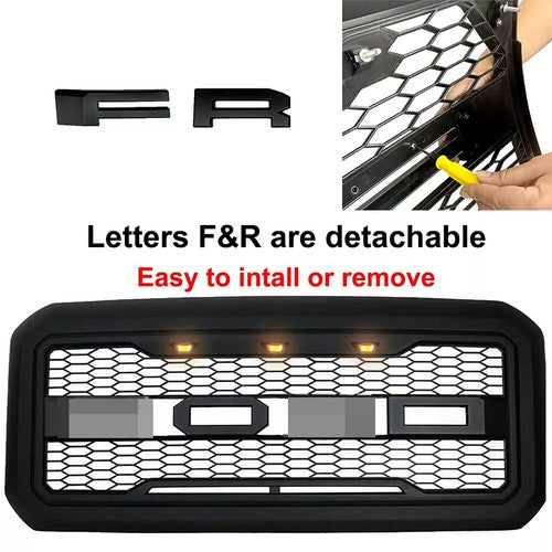 Raptor Grill For 2011-2016 Ford F250 F350 Super Duty Raptor Style Front Grille w/LED