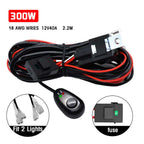 18AWG Off-Road LED Rock Lights Wiring Harness Kit 300W On/Off Rocker Switch -2 Leads