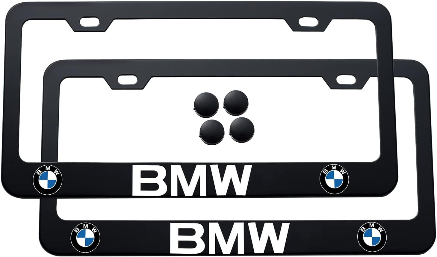 2pcs BMW License Plate Frames with Screw Caps